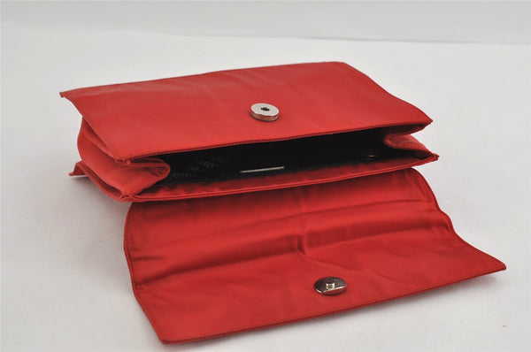 Authentic PRADA METAL Vintage Nylon Tessuto Hand Bag Purse B7004 Red 2766I