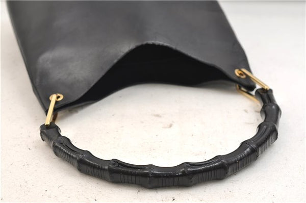 Authentic GUCCI Bamboo Vintage Shoulder Hand Bag Purse Leather Black 2767E