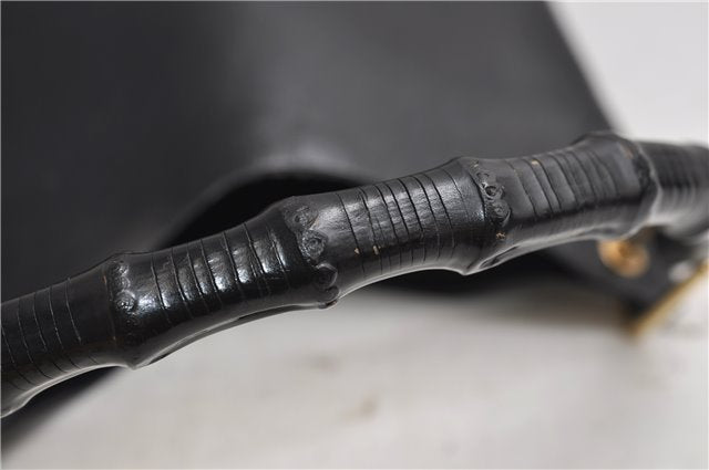 Authentic GUCCI Bamboo Vintage Shoulder Hand Bag Purse Leather Black 2767E