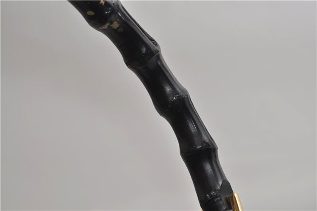 Authentic GUCCI Bamboo Vintage Shoulder Hand Bag Purse Leather Black 2767E