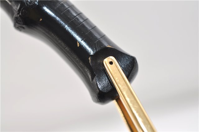 Authentic GUCCI Bamboo Vintage Shoulder Hand Bag Purse Leather Black 2767E