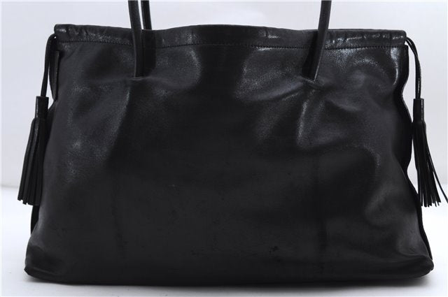 Authentic GUCCI Tassel Shoulder Hand Tote Bag Purse Leather 00014331 Black 2768E