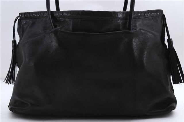 Authentic GUCCI Tassel Shoulder Hand Tote Bag Purse Leather 00014331 Black 2768E