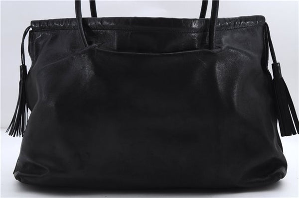 Authentic GUCCI Tassel Shoulder Hand Tote Bag Purse Leather 00014331 Black 2768E