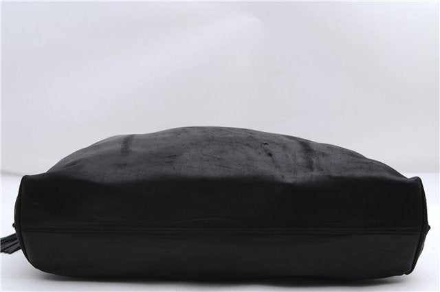 Authentic GUCCI Tassel Shoulder Hand Tote Bag Purse Leather 00014331 Black 2768E