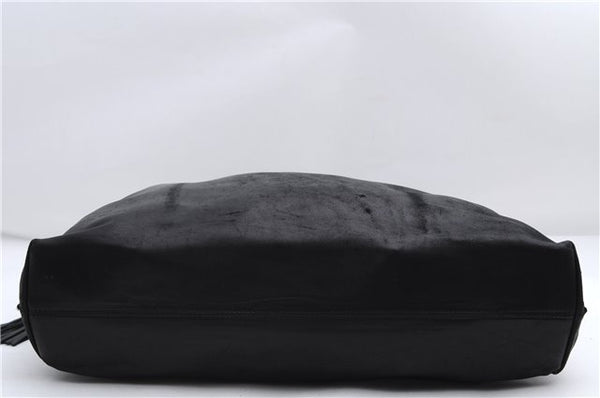 Authentic GUCCI Tassel Shoulder Hand Tote Bag Purse Leather 00014331 Black 2768E