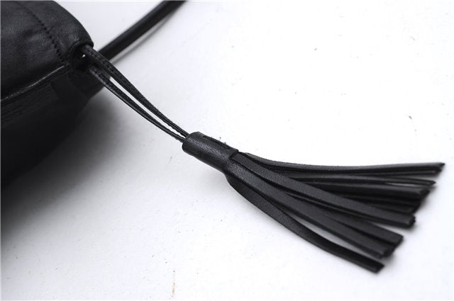 Authentic GUCCI Tassel Shoulder Hand Tote Bag Purse Leather 00014331 Black 2768E