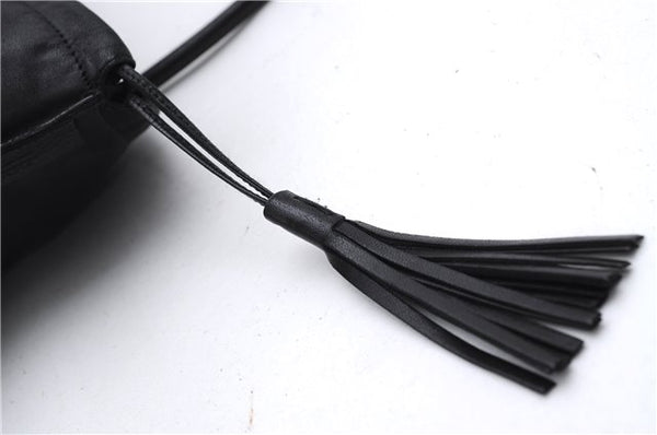 Authentic GUCCI Tassel Shoulder Hand Tote Bag Purse Leather 00014331 Black 2768E