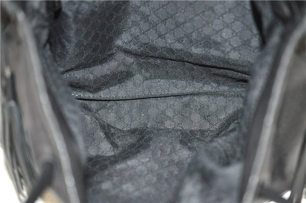 Authentic GUCCI Tassel Shoulder Hand Tote Bag Purse Leather 00014331 Black 2768E