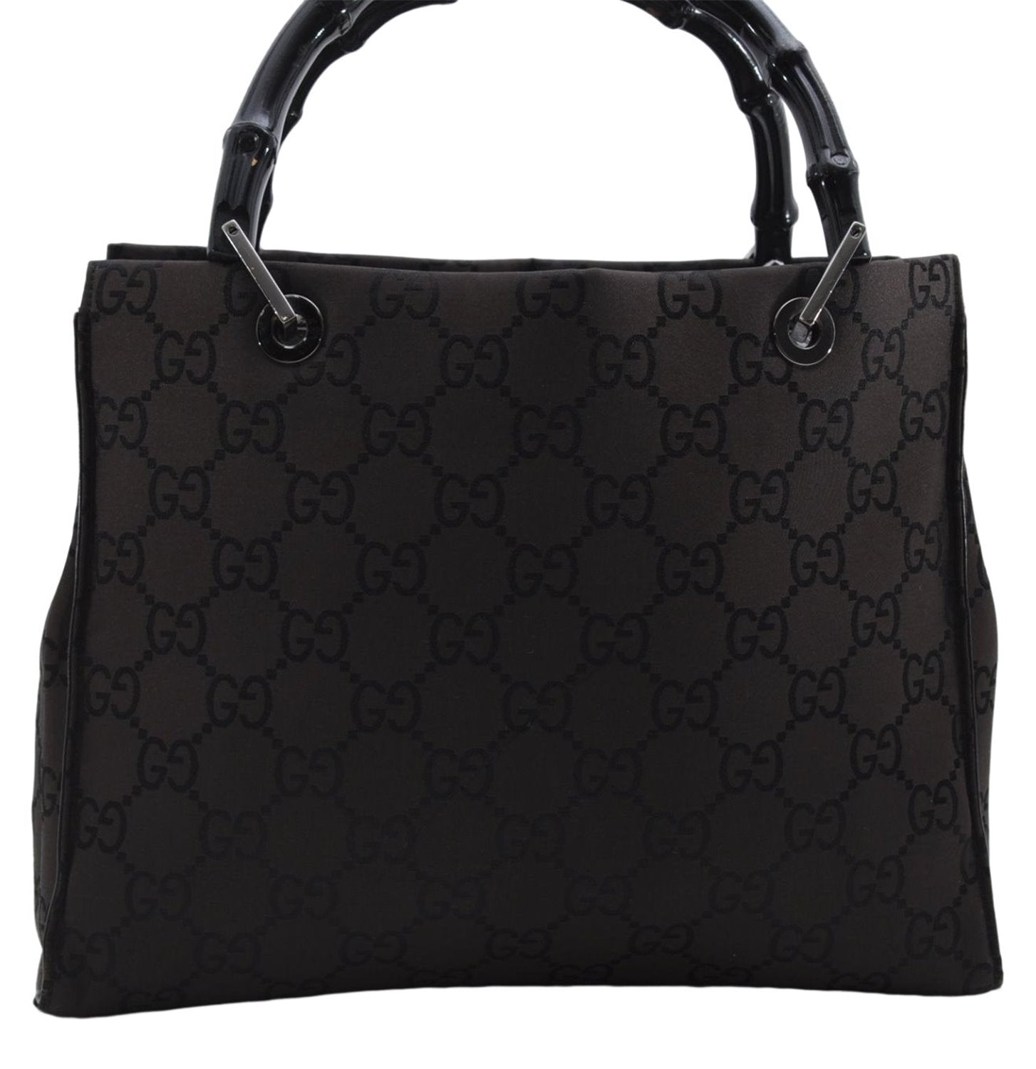 Authentic GUCCI Bamboo Vintage Hand Bag GG Nylon Leather 0021016 Brown 2769E