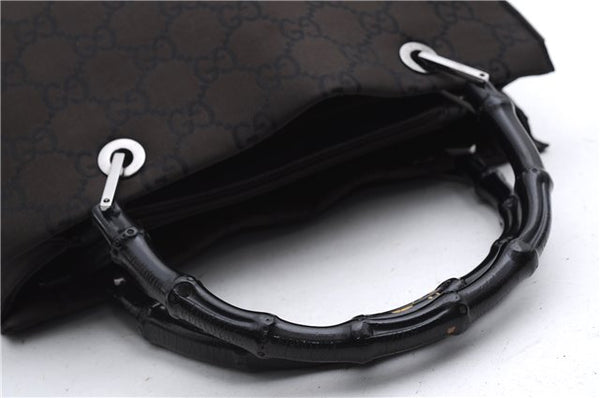 Authentic GUCCI Bamboo Vintage Hand Bag GG Nylon Leather 0021016 Brown 2769E