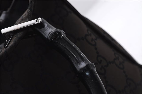 Authentic GUCCI Bamboo Vintage Hand Bag GG Nylon Leather 0021016 Brown 2769E