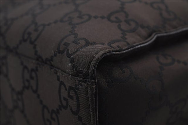 Authentic GUCCI Bamboo Vintage Hand Bag GG Nylon Leather 0021016 Brown 2769E