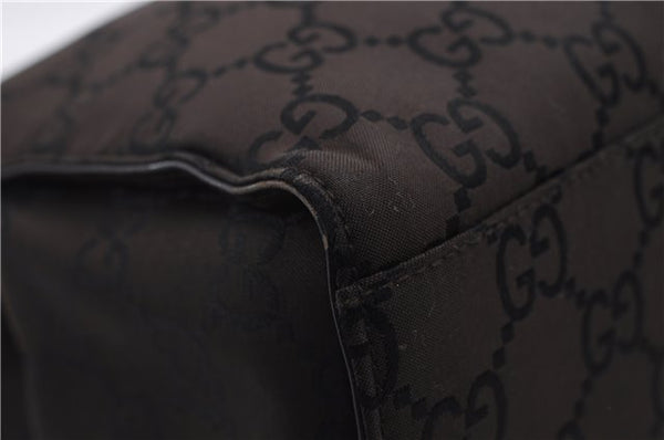 Authentic GUCCI Bamboo Vintage Hand Bag GG Nylon Leather 0021016 Brown 2769E