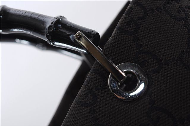 Authentic GUCCI Bamboo Vintage Hand Bag GG Nylon Leather 0021016 Brown 2769E