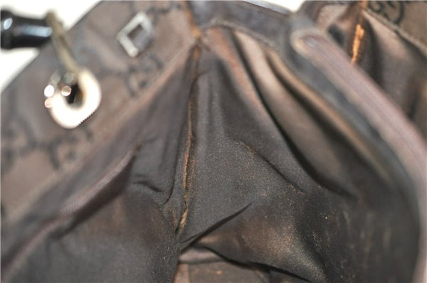 Authentic GUCCI Bamboo Vintage Hand Bag GG Nylon Leather 0021016 Brown 2769E