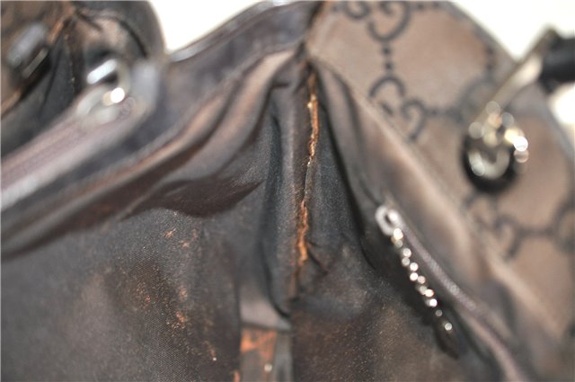 Authentic GUCCI Bamboo Vintage Hand Bag GG Nylon Leather 0021016 Brown 2769E