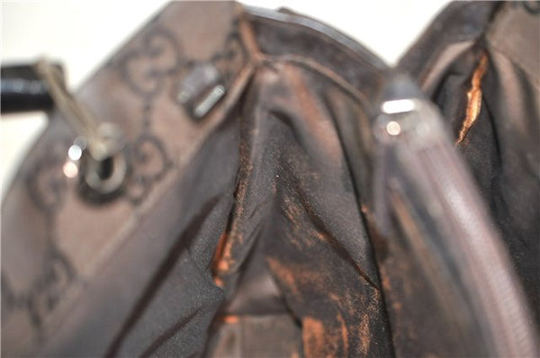 Authentic GUCCI Bamboo Vintage Hand Bag GG Nylon Leather 0021016 Brown 2769E