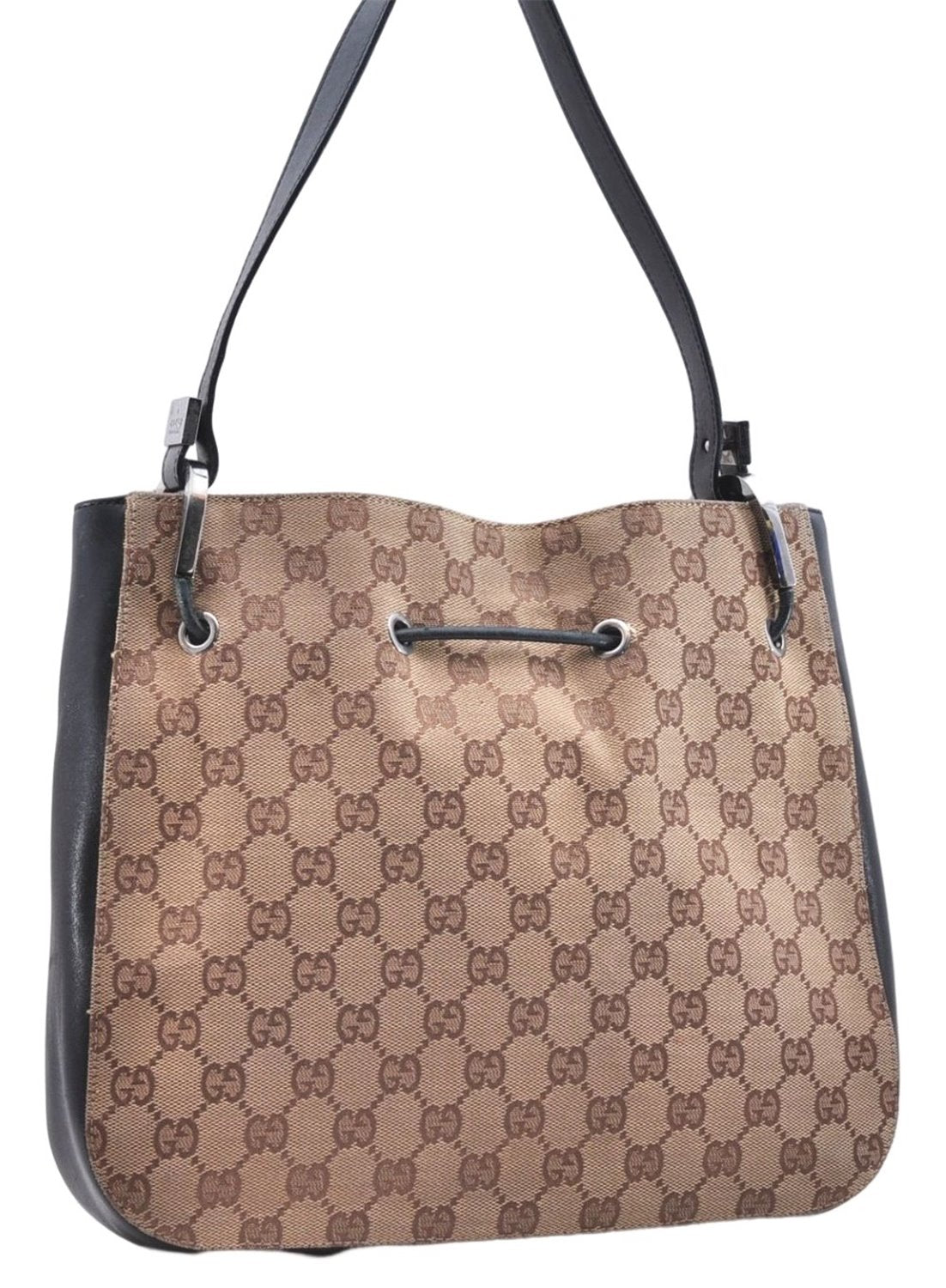 Authentic GUCCI Shoulder Hand Bag Purse GG Canvas Leather 0013748 Brown 2770E