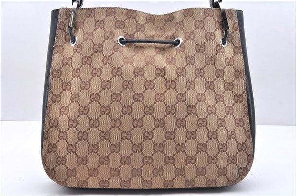 Authentic GUCCI Shoulder Hand Bag Purse GG Canvas Leather 0013748 Brown 2770E