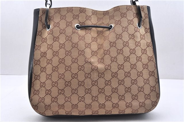 Authentic GUCCI Shoulder Hand Bag Purse GG Canvas Leather 0013748 Brown 2770E