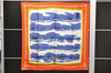 Auth HERMES Carre 90 Scarf "FEUX DE RPUTE APERCUS LA NUIT" Silk Orange 2771D