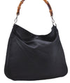 Authentic GUCCI Bamboo Vintage Shoulder Tote Bag Nylon Enamel Black 2771E