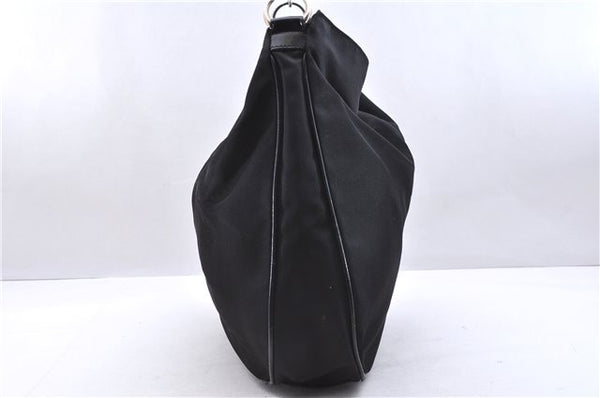 Authentic GUCCI Bamboo Vintage Shoulder Tote Bag Nylon Enamel Black 2771E