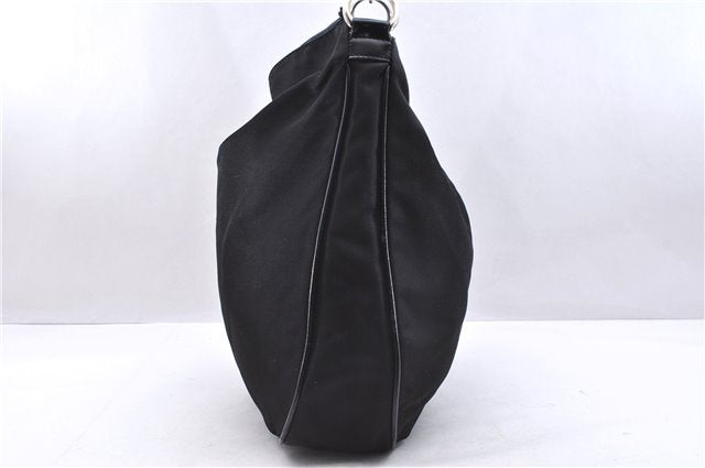 Authentic GUCCI Bamboo Vintage Shoulder Tote Bag Nylon Enamel Black 2771E