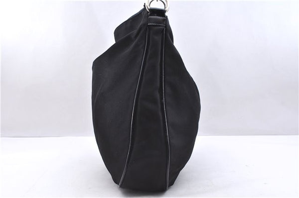 Authentic GUCCI Bamboo Vintage Shoulder Tote Bag Nylon Enamel Black 2771E