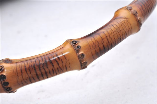 Authentic GUCCI Bamboo Vintage Shoulder Tote Bag Nylon Enamel Black 2771E