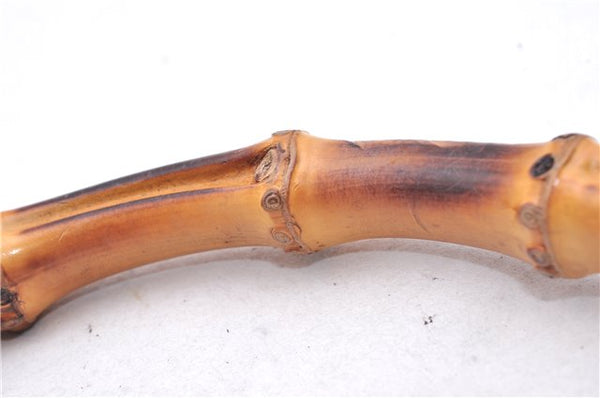 Authentic GUCCI Bamboo Vintage Shoulder Tote Bag Nylon Enamel Black 2771E