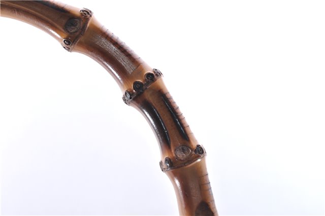 Authentic GUCCI Bamboo Vintage Shoulder Tote Bag Nylon Enamel Black 2771E