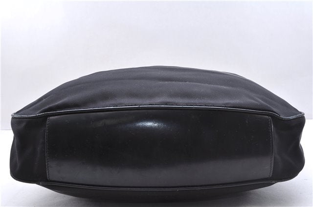 Authentic GUCCI Bamboo Vintage Shoulder Tote Bag Nylon Enamel Black 2771E