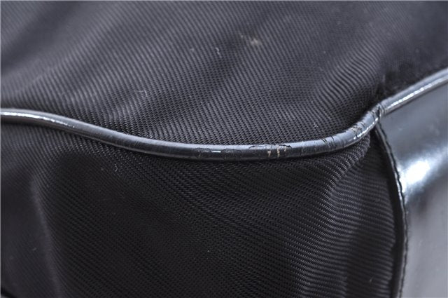 Authentic GUCCI Bamboo Vintage Shoulder Tote Bag Nylon Enamel Black 2771E