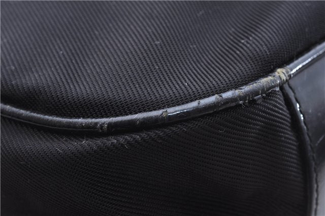 Authentic GUCCI Bamboo Vintage Shoulder Tote Bag Nylon Enamel Black 2771E