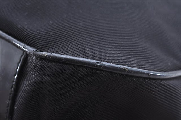 Authentic GUCCI Bamboo Vintage Shoulder Tote Bag Nylon Enamel Black 2771E