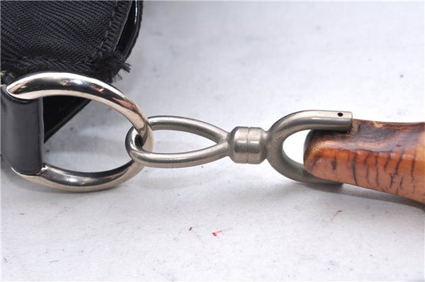 Authentic GUCCI Bamboo Vintage Shoulder Tote Bag Nylon Enamel Black 2771E