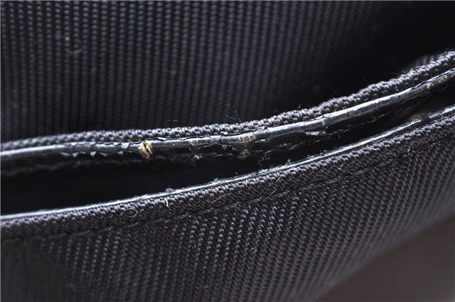 Authentic GUCCI Bamboo Vintage Shoulder Tote Bag Nylon Enamel Black 2771E