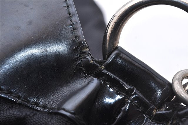 Authentic GUCCI Bamboo Vintage Shoulder Tote Bag Nylon Enamel Black 2771E