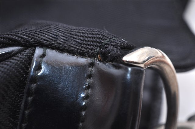 Authentic GUCCI Bamboo Vintage Shoulder Tote Bag Nylon Enamel Black 2771E