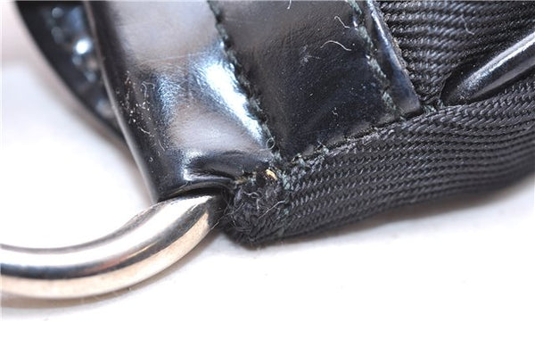 Authentic GUCCI Bamboo Vintage Shoulder Tote Bag Nylon Enamel Black 2771E