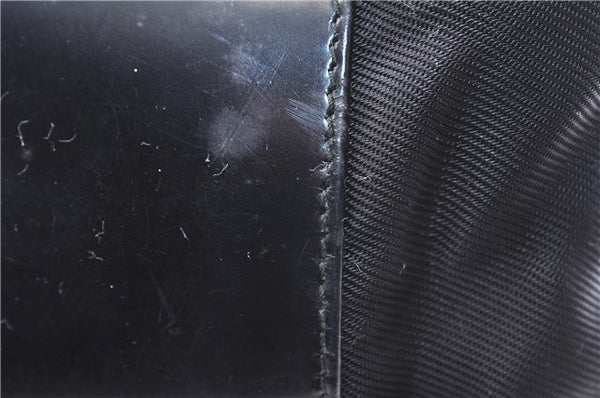 Authentic GUCCI Bamboo Vintage Shoulder Tote Bag Nylon Enamel Black 2771E