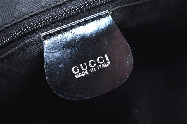 Authentic GUCCI Bamboo Vintage Shoulder Tote Bag Nylon Enamel Black 2771E