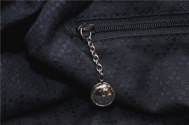 Authentic GUCCI Bamboo Vintage Shoulder Tote Bag Nylon Enamel Black 2771E