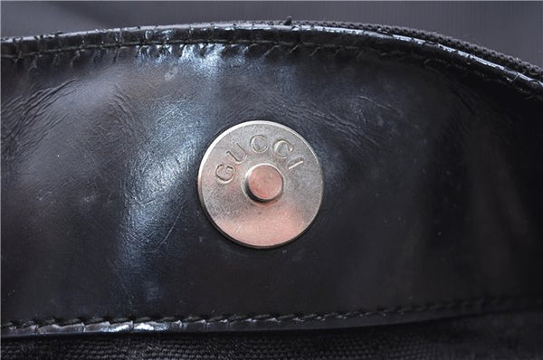 Authentic GUCCI Bamboo Vintage Shoulder Tote Bag Nylon Enamel Black 2771E