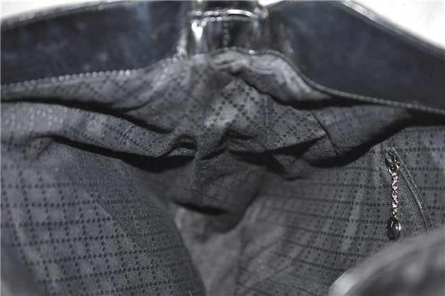 Authentic GUCCI Bamboo Vintage Shoulder Tote Bag Nylon Enamel Black 2771E