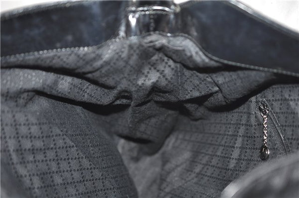 Authentic GUCCI Bamboo Vintage Shoulder Tote Bag Nylon Enamel Black 2771E