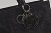 Authentic Christian Dior Lady Dior Cannage Nylon Enamel Hand Bag Black 2772I