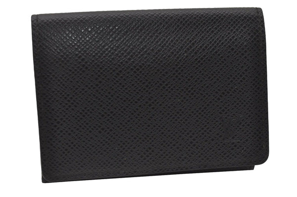 Auth Louis Vuitton Taiga Enveloppe Cartes de Visite Card Case M30922 Black 2773I